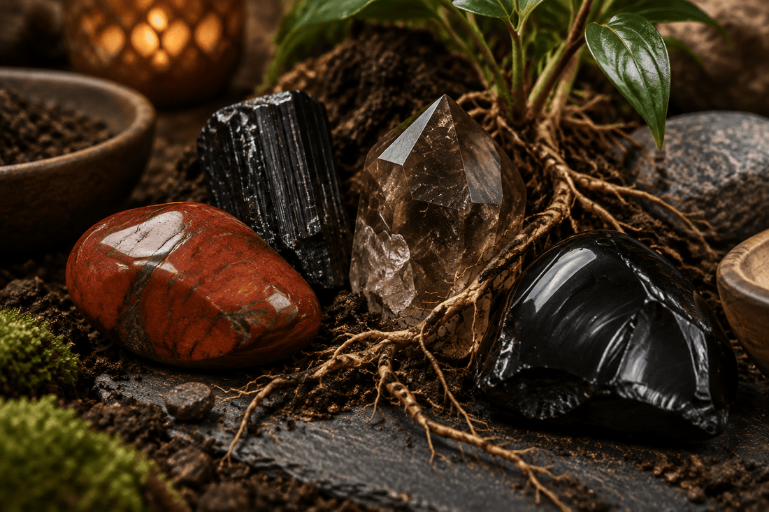 Comment s'ancrer avec les pierres : hématite, onyx, tourmaline noire - Kumari Legacy