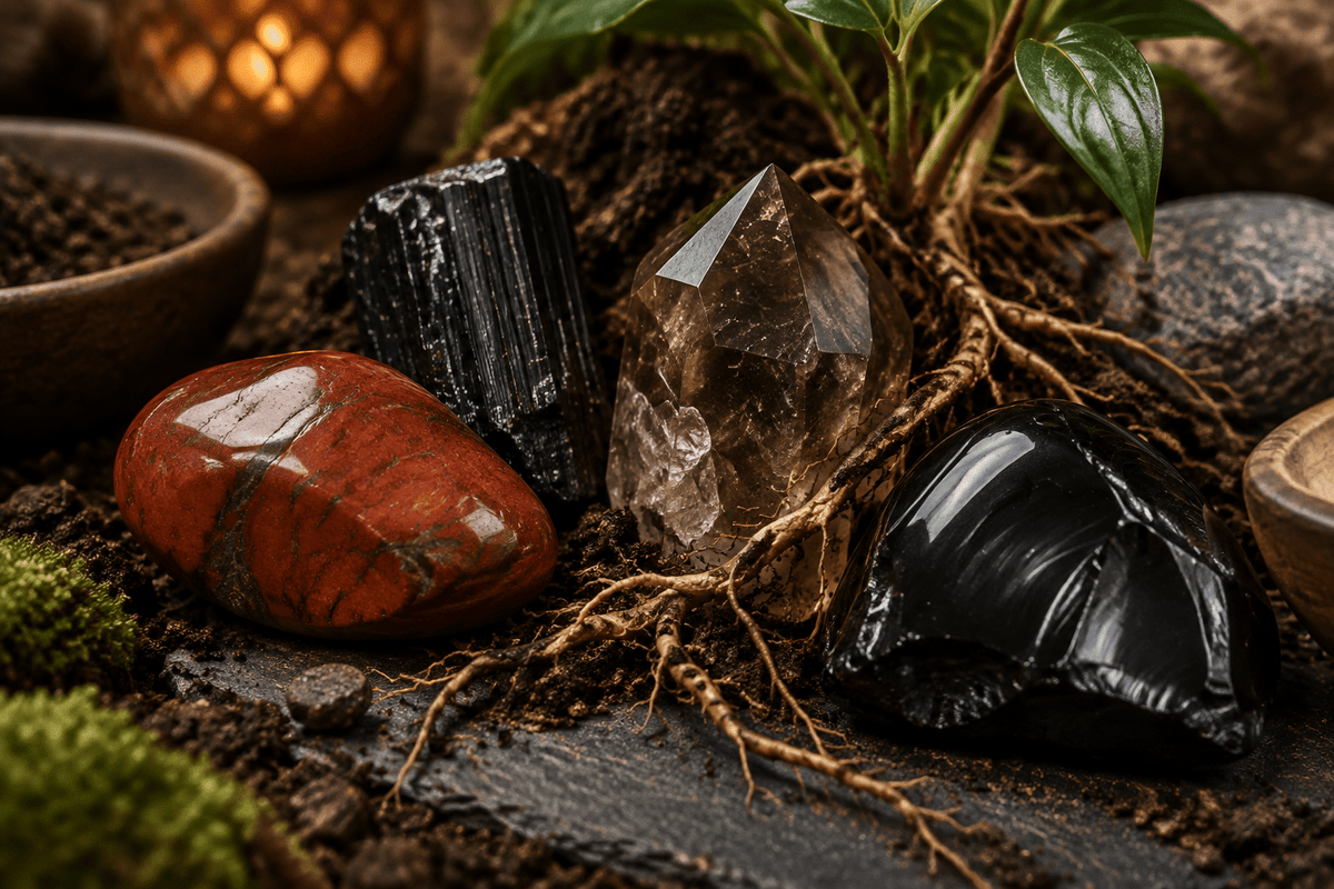 Comment s'ancrer avec les pierres : hématite, onyx, tourmaline noire - Kumari Legacy