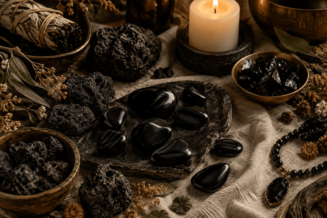 Obsidienne et Pierre de Lave : Rituel Bien-Être Ancrage - Kumari Legacy