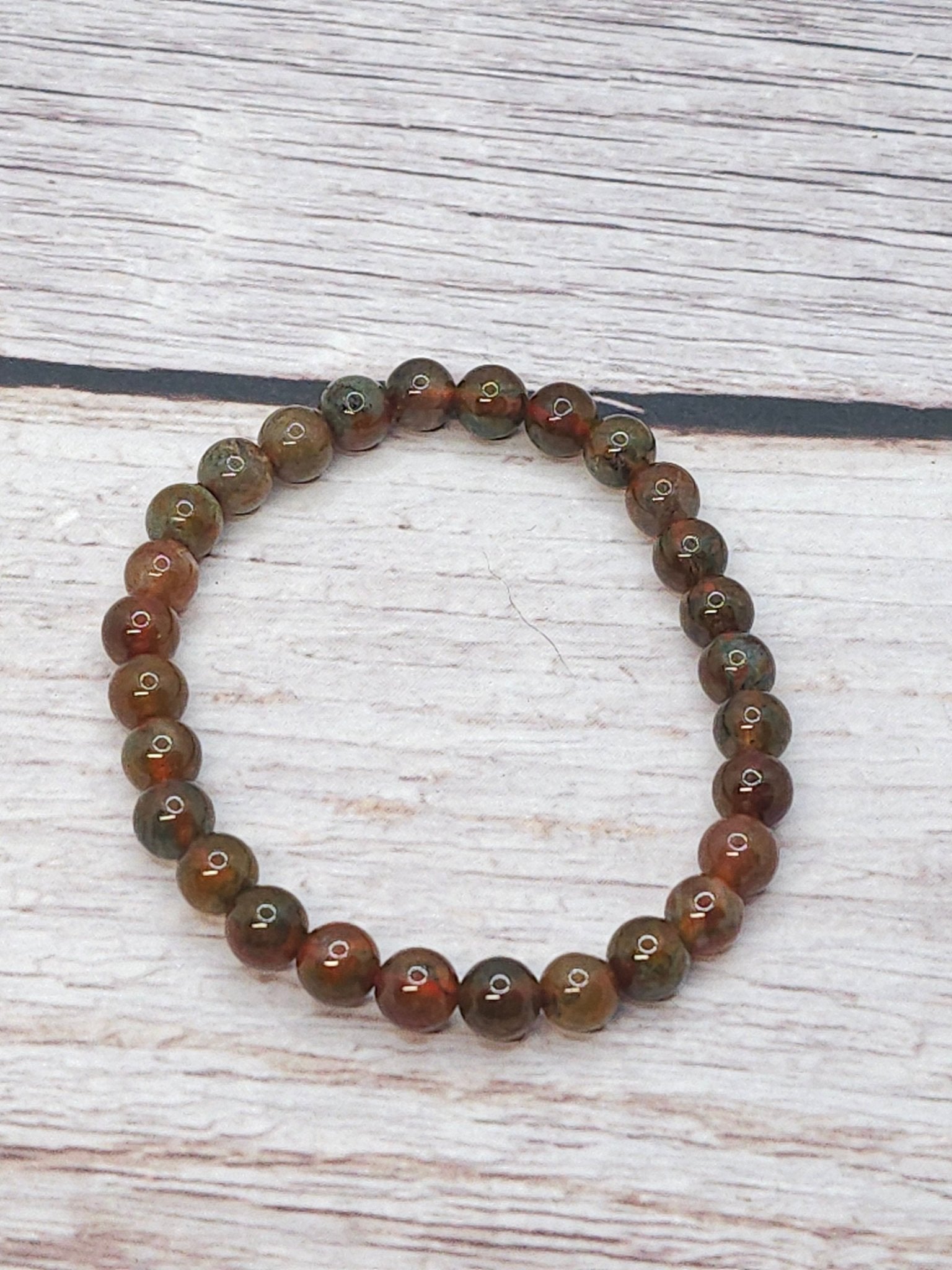 Bracelet Agate Mousse Rouge 6mm - Kumari Legacy