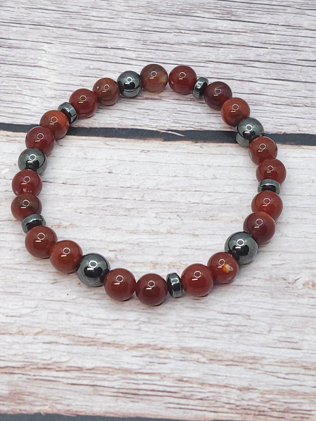 Bracelet Agate Rouge & Hématite 8mm - Kumari Legacy