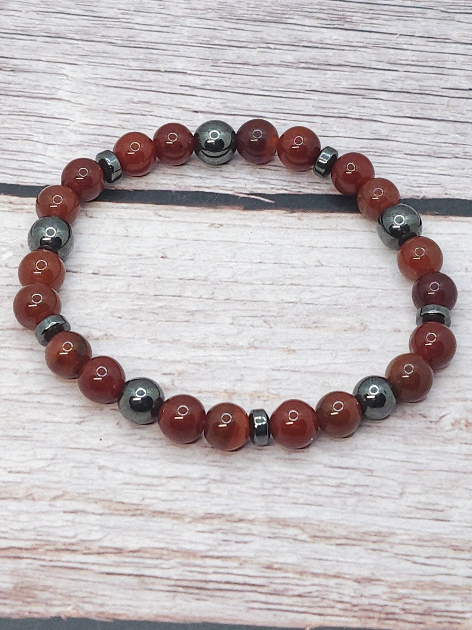 Bracelet Agate Rouge & Hématite 8mm - Kumari Legacy