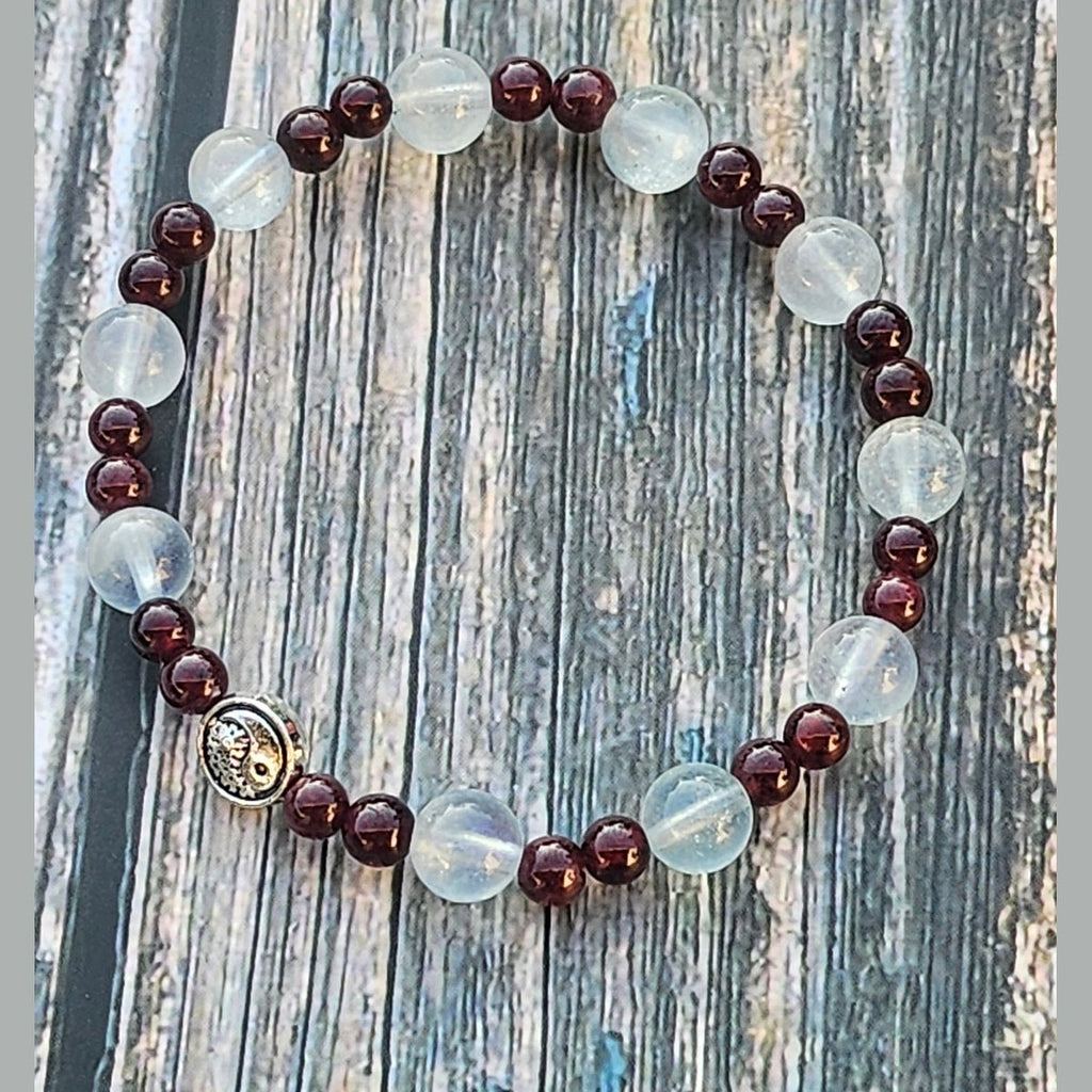 Bracelet Aigue-marine & Grenat – 4mm/8mm - Kumari Legacy