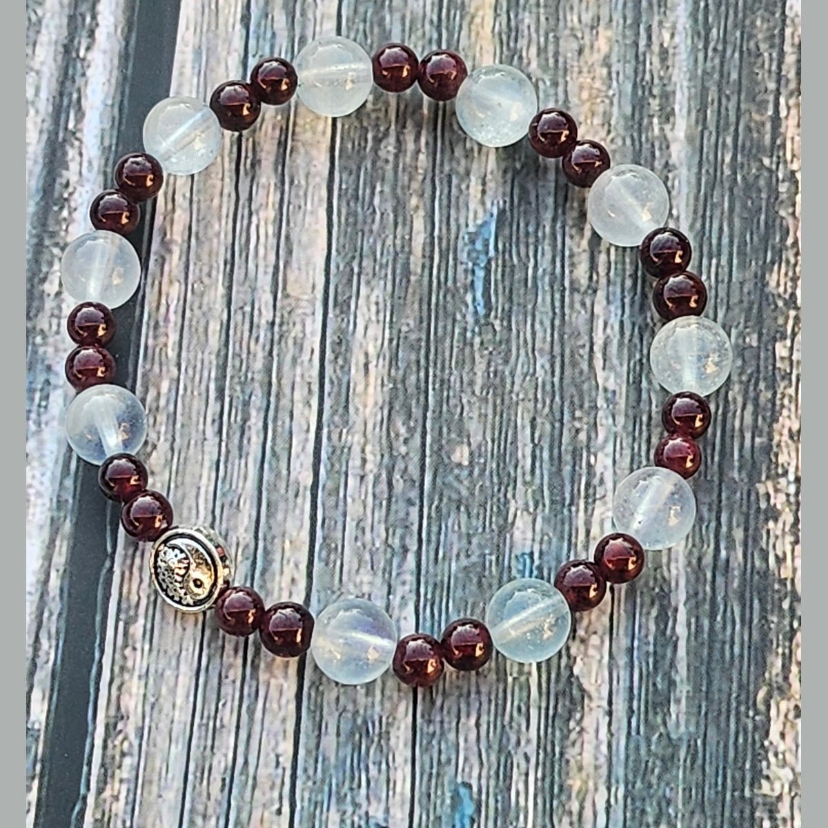 Bracelet Aigue-marine & Grenat – 4mm/8mm - Kumari Legacy