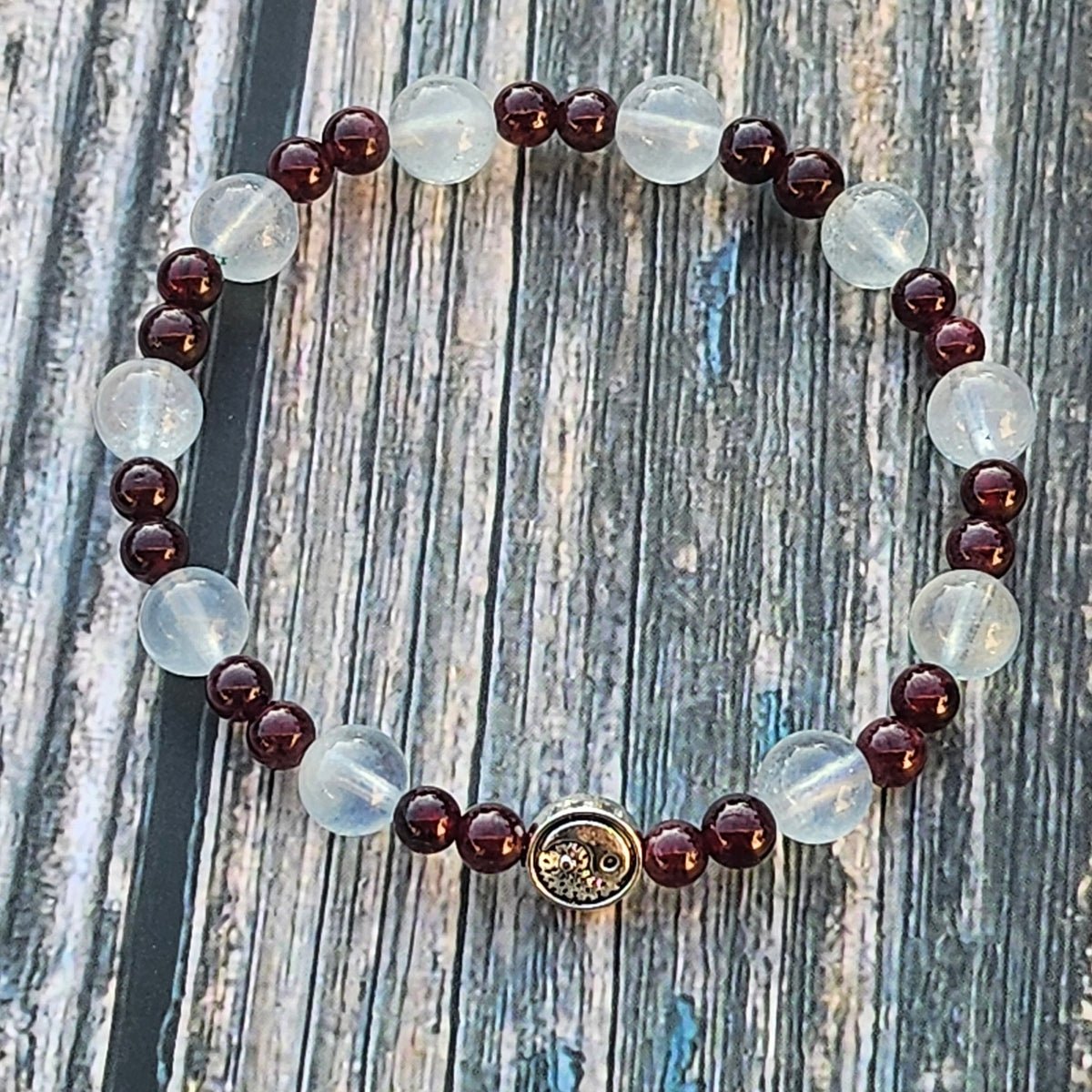 Bracelet Aigue-marine & Grenat – 4mm/8mm - Kumari Legacy