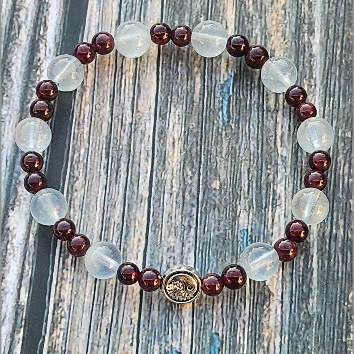 Bracelet Aigue-marine & Grenat – 4mm/8mm - Kumari Legacy