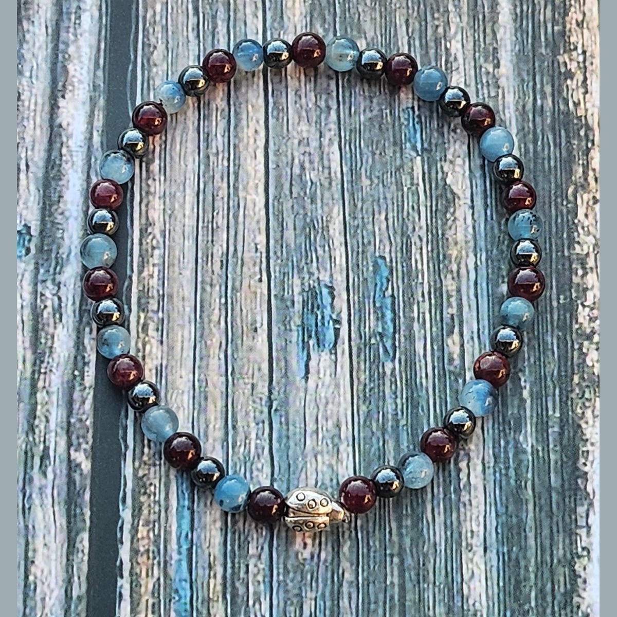 Bracelet Aigue-marine & Grenat & Hématite – 4mm - Kumari Legacy