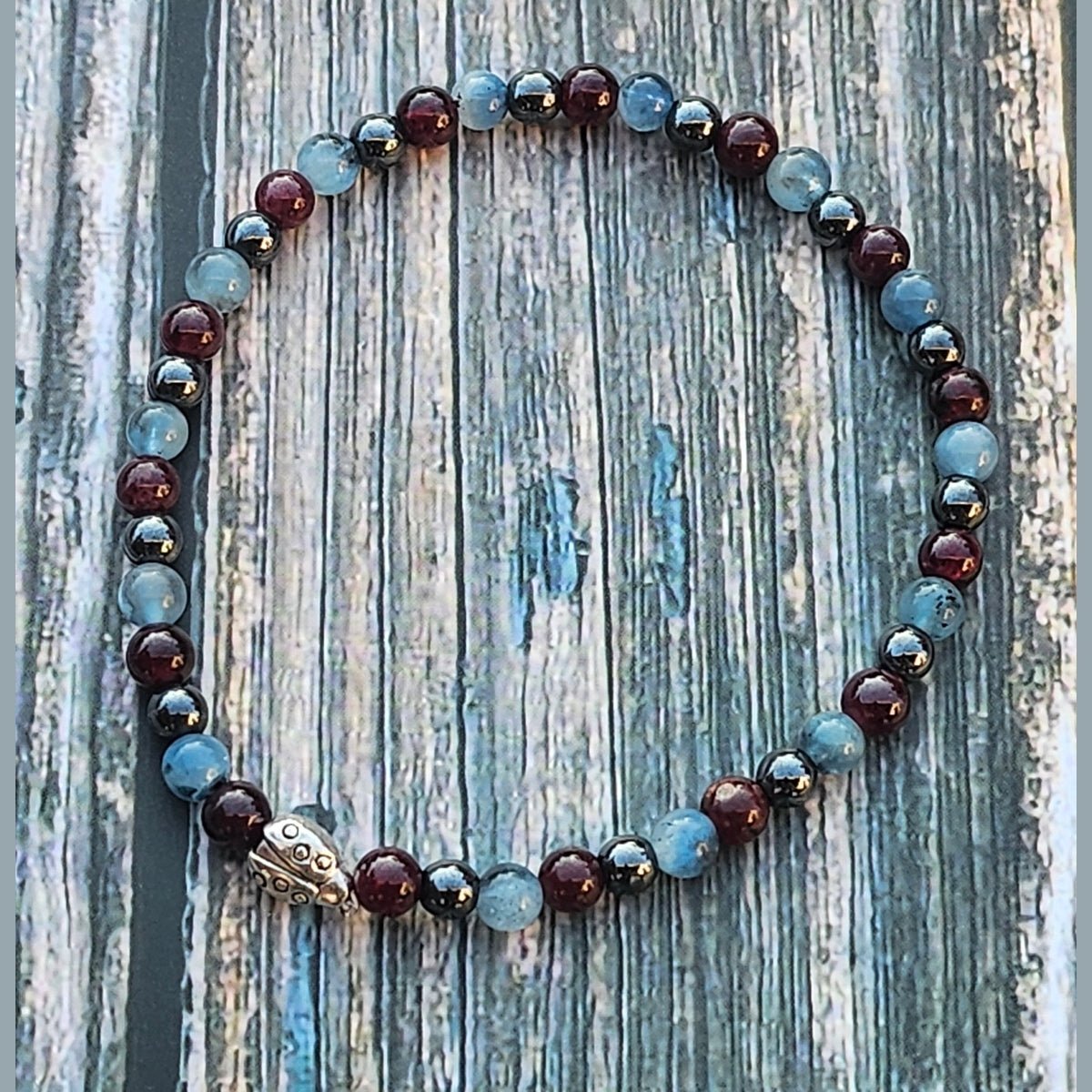Bracelet Aigue-marine & Grenat & Hématite – 4mm - Kumari Legacy