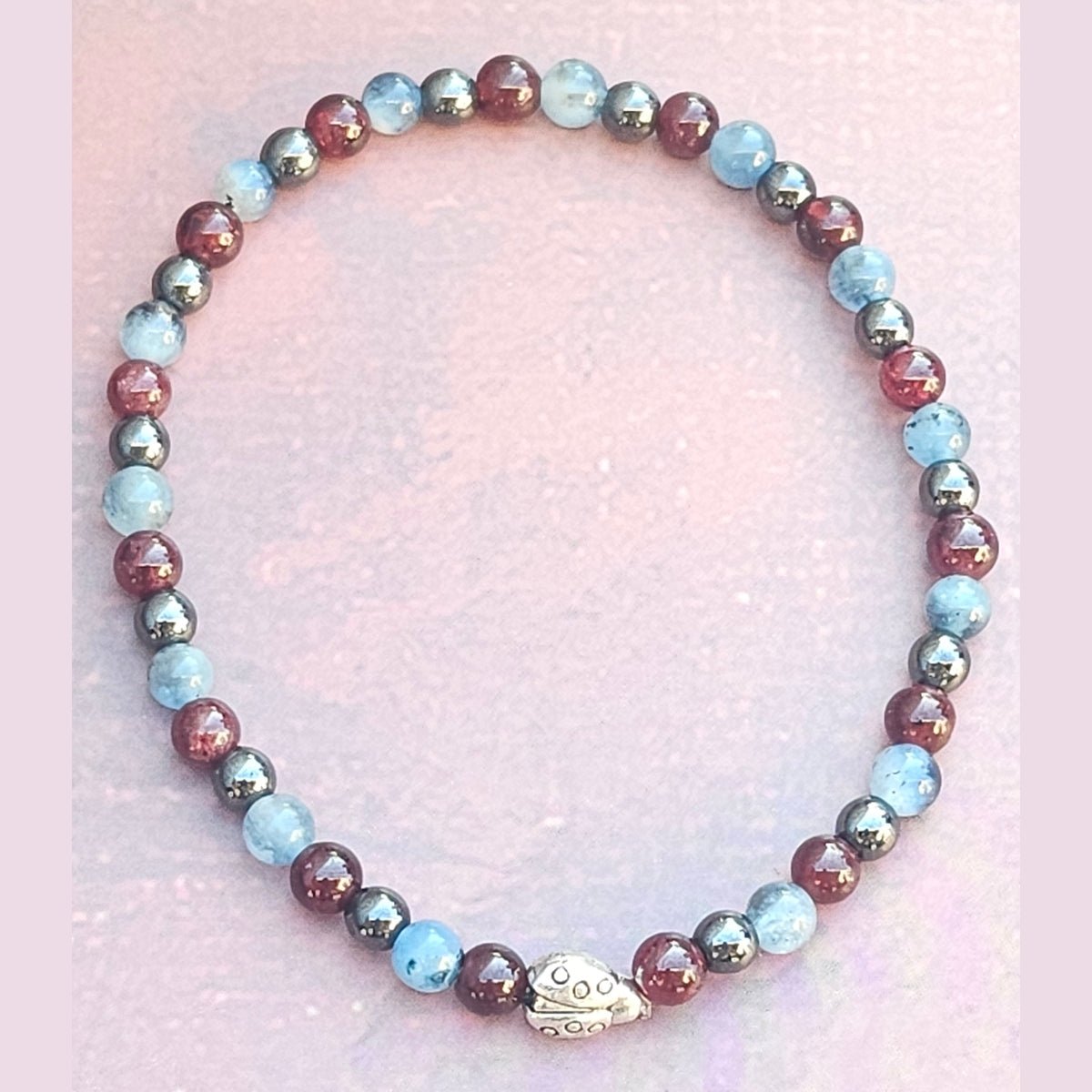 Bracelet Aigue-marine & Grenat & Hématite – 4mm - Kumari Legacy