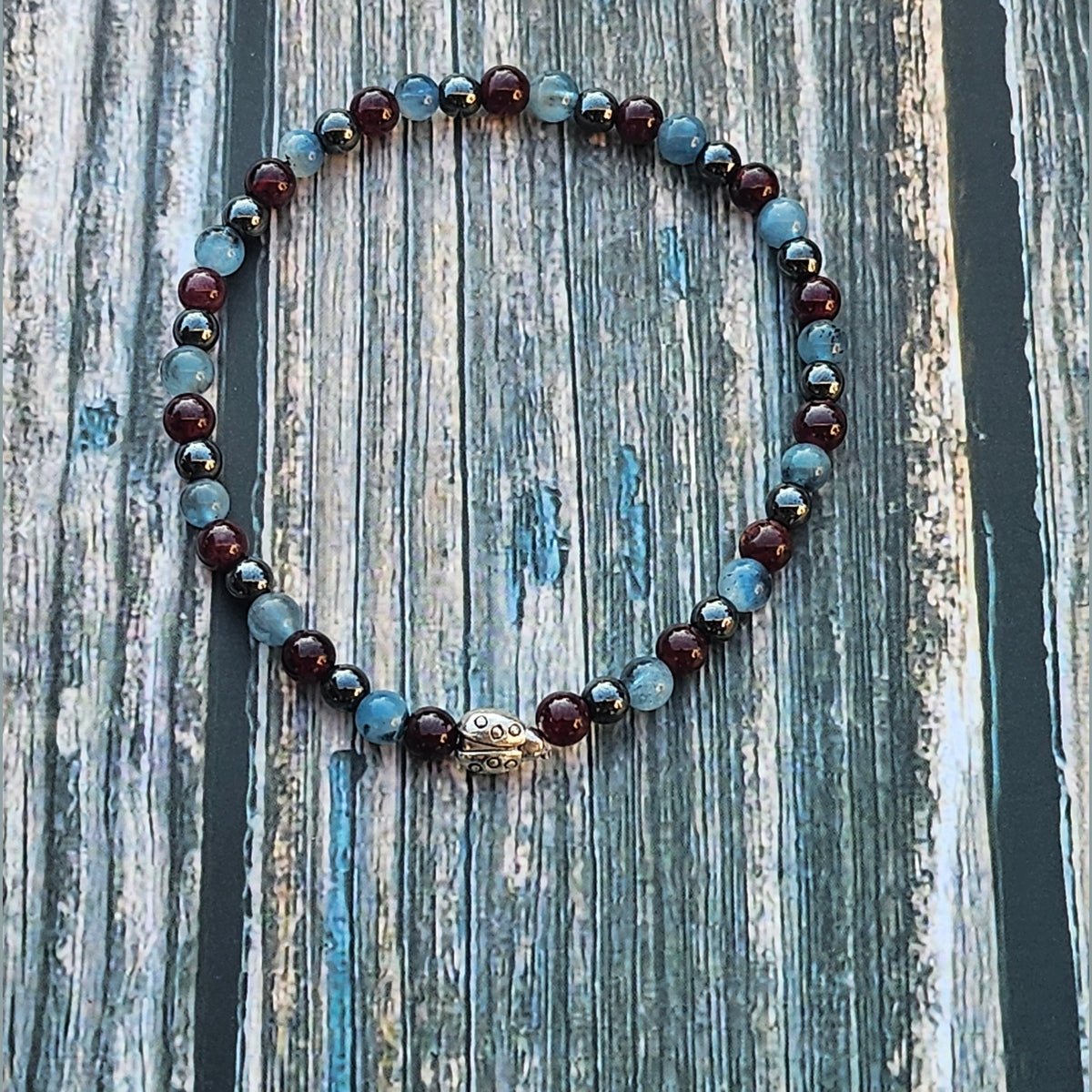Bracelet Aigue-marine & Grenat & Hématite – 4mm - Kumari Legacy