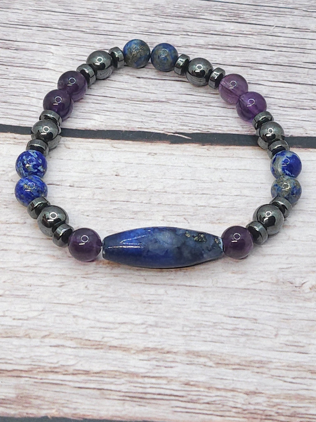 Bracelet Améthyste, Lapis - Lazuli & Hématite 8mm - Kumari Legacy