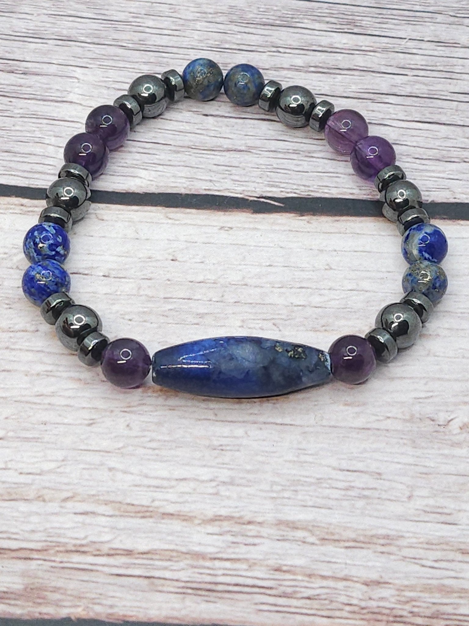 Bracelet Améthyste, Lapis - Lazuli & Hématite 8mm - Kumari Legacy