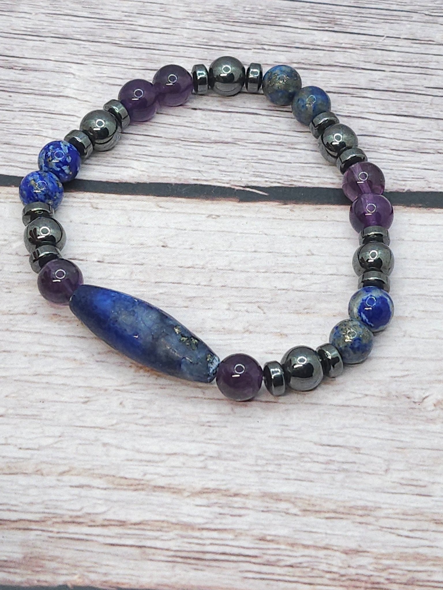 Bracelet Améthyste, Lapis - Lazuli & Hématite 8mm - Kumari Legacy