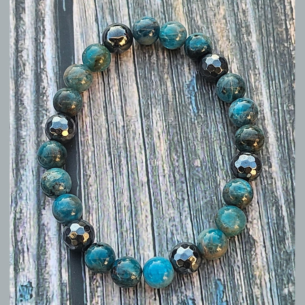 Bracelet Apatite bleue & Hématite – 8mm - Kumari Legacy