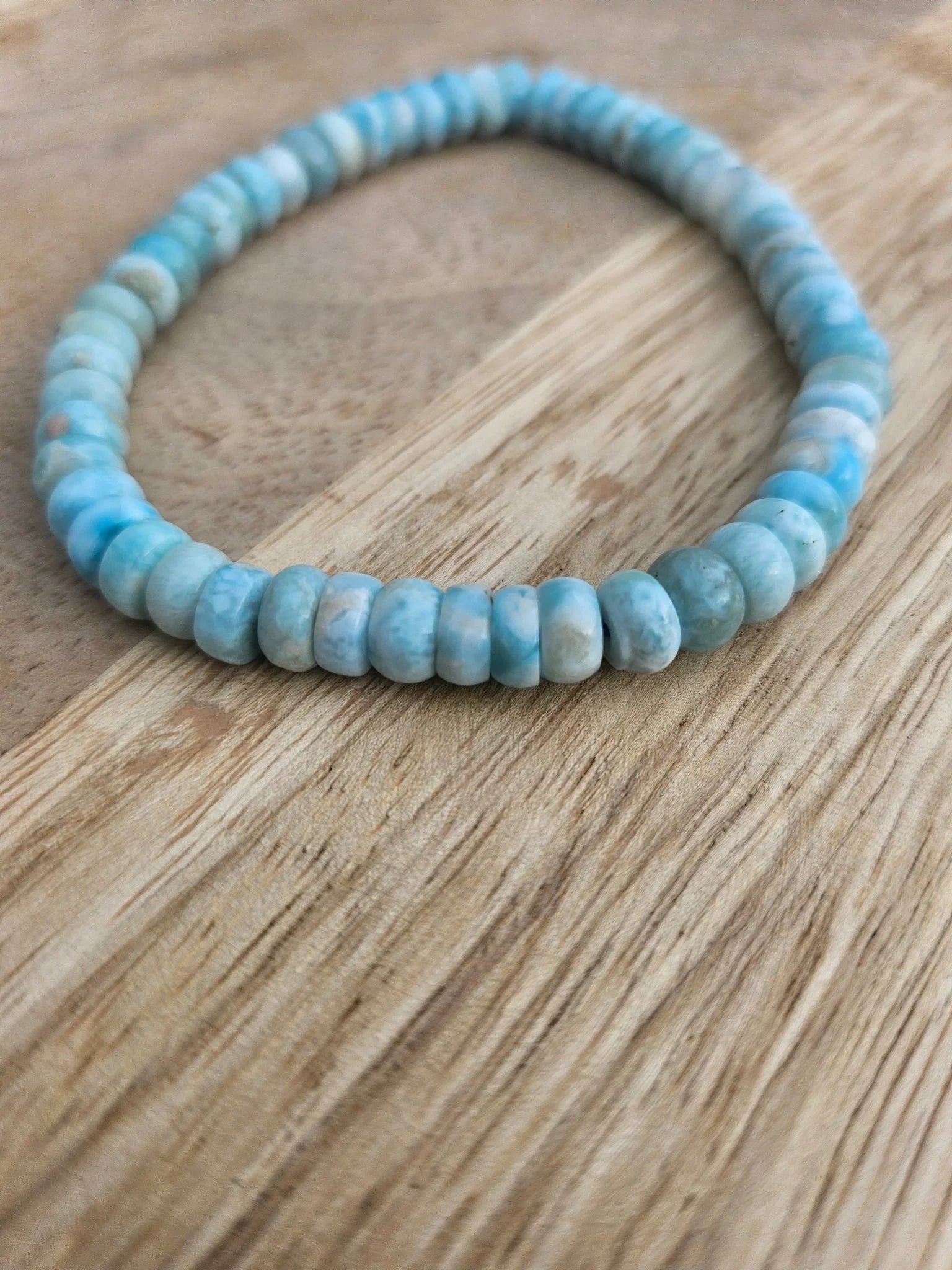 Bracelet “Atlantea” – Larimar donuts 6 mm – Personnalisable & Sur mesure - Kumari Legacy