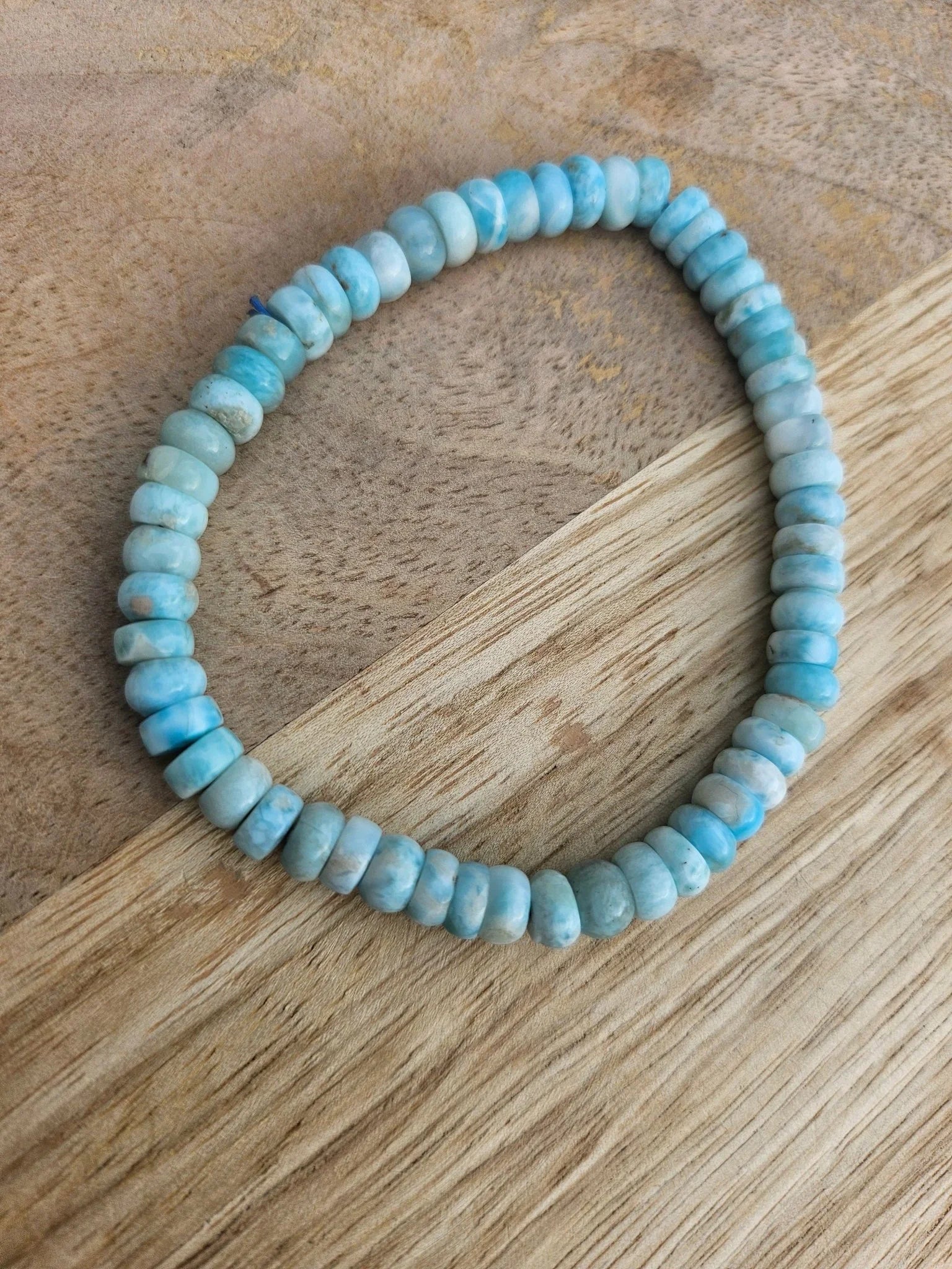 Bracelet “Atlantea” – Larimar donuts 6 mm – Personnalisable & Sur mesure - Kumari Legacy