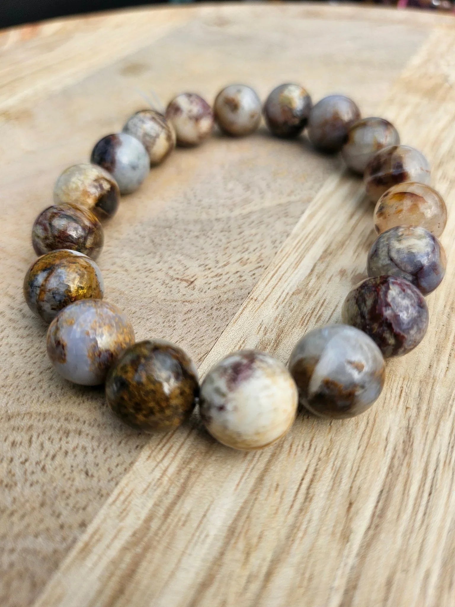 Bracelet “Chronos” – Agate Symbiotique 12 mm – Sur mesure - Kumari Legacy