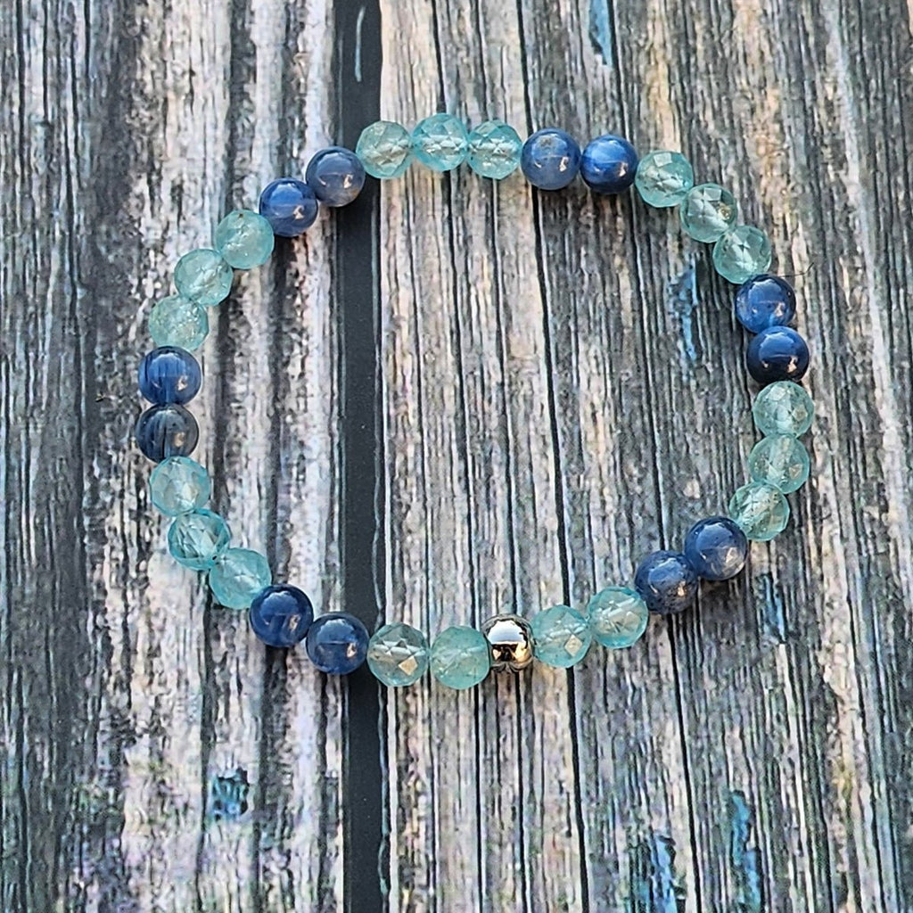 Bracelet Cyanite bleue & Topaze facettée – 6mm - Kumari Legacy