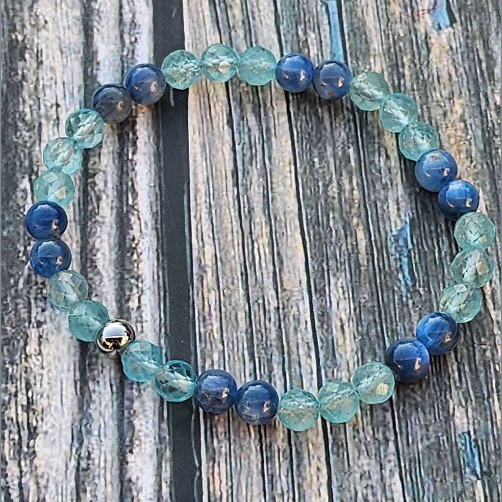 Bracelet Cyanite bleue & Topaze facettée – 6mm - Kumari Legacy