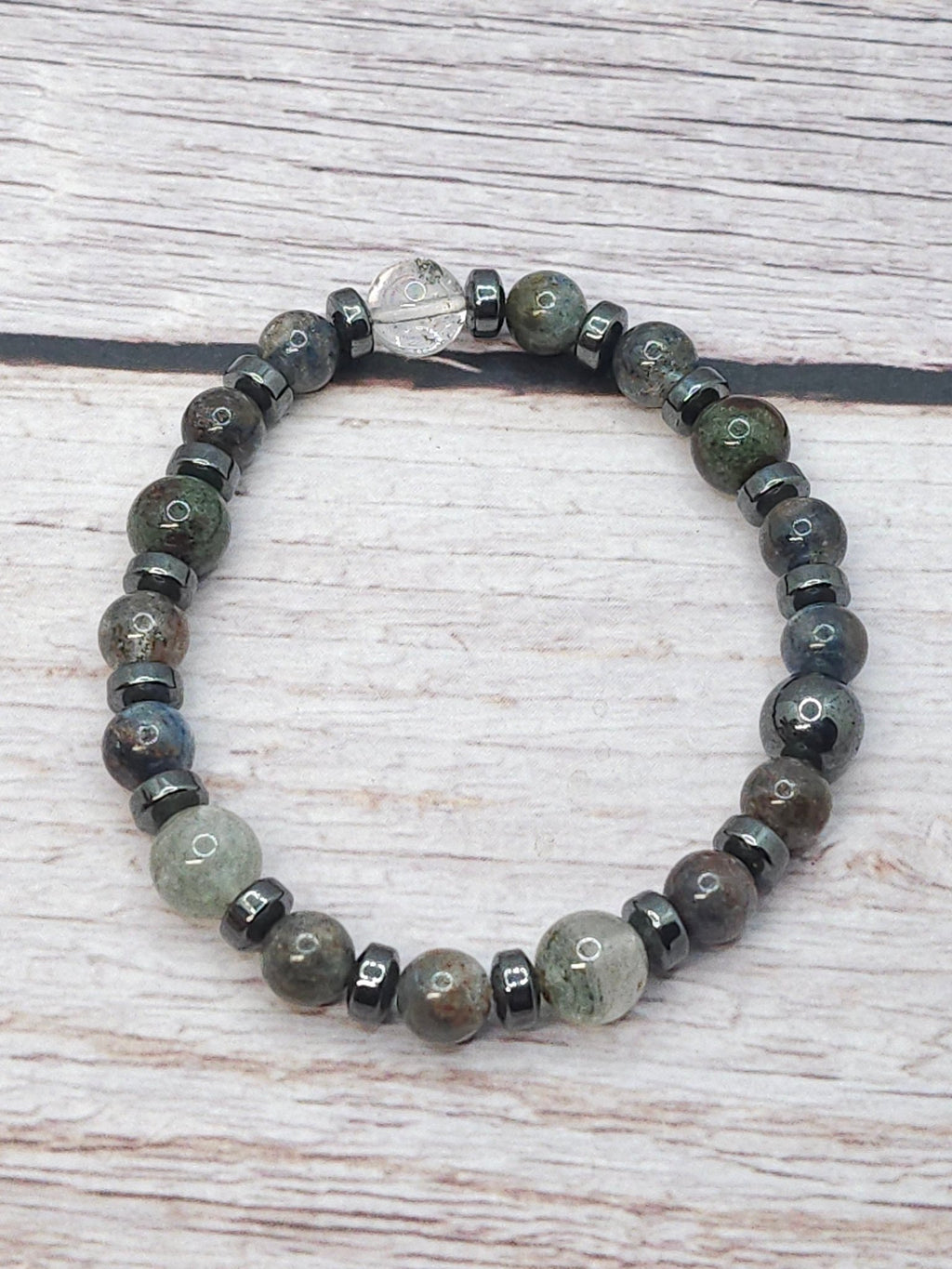 Bracelet Cyanite, Lodolite & Hématite 6mm - Kumari Legacy