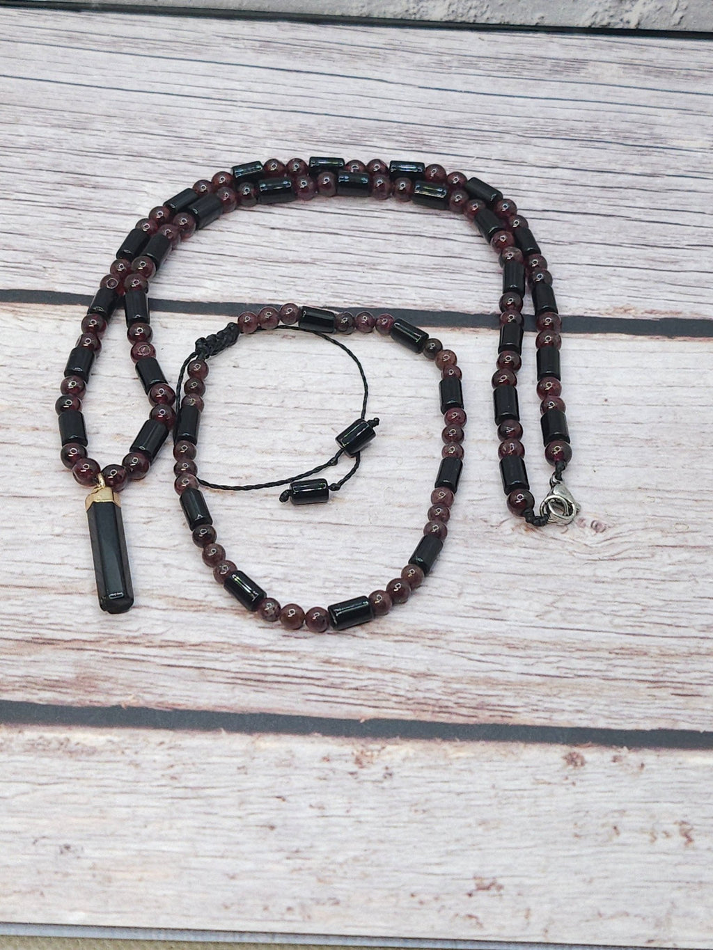 Bracelet Ensemble Collier + Bracelet Grenat & Tourmaline 4mm - Kumari Legacy