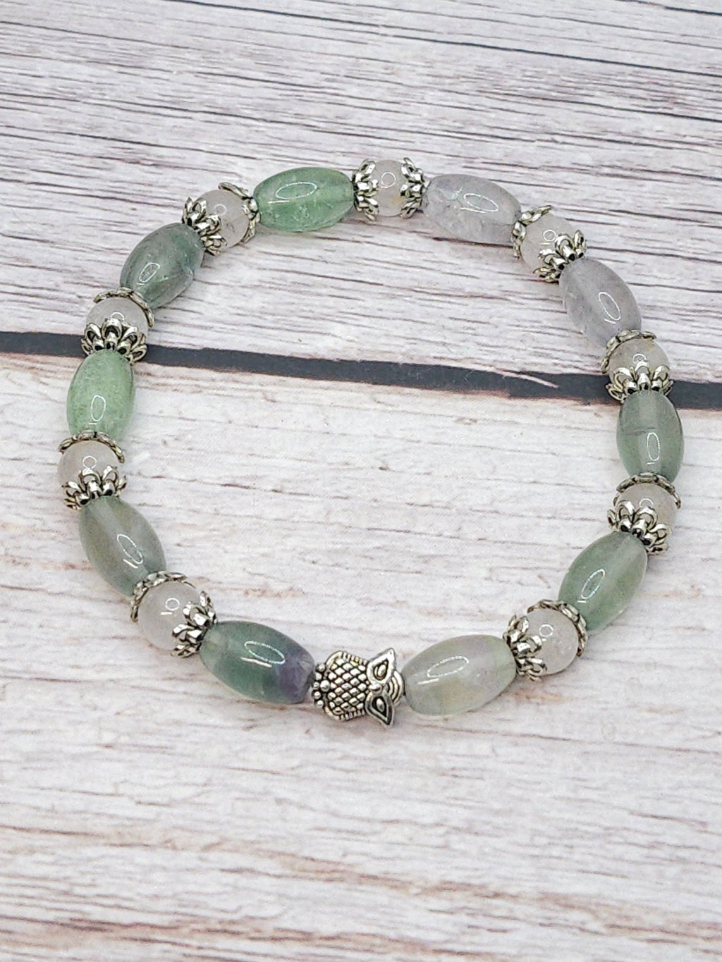Bracelet Fluorite, Baryle & Quartz Rose 8mm - Kumari Legacy