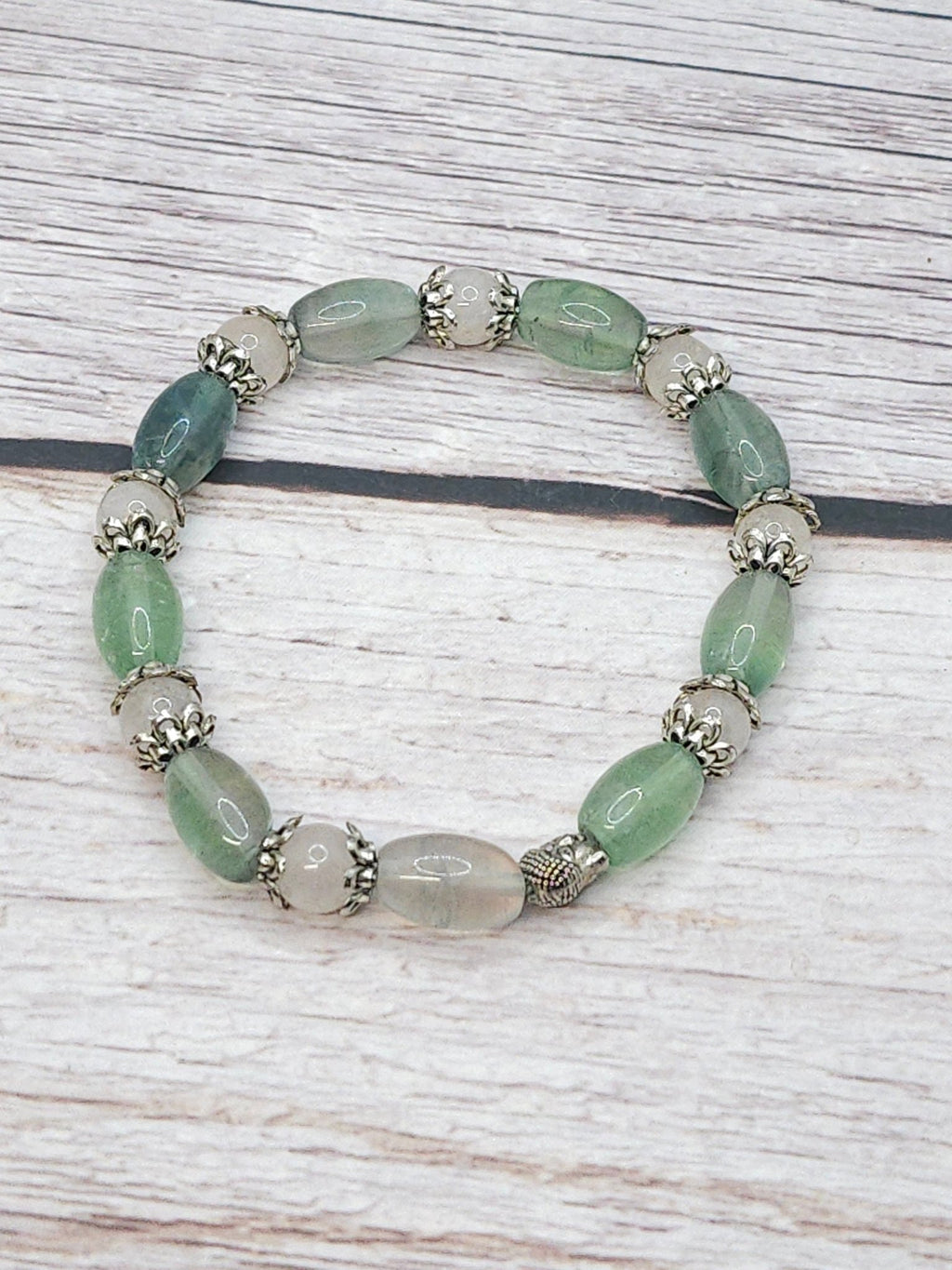 Bracelet Fluorite, Baryle & Quartz Rose 8mm - Kumari Legacy