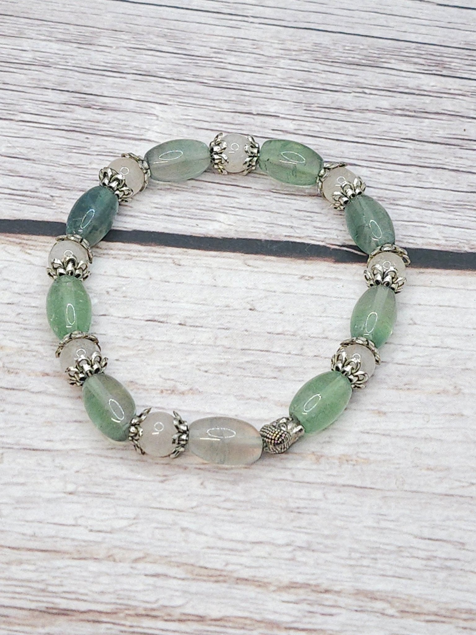 Bracelet Fluorite, Baryle & Quartz Rose 8mm - Kumari Legacy