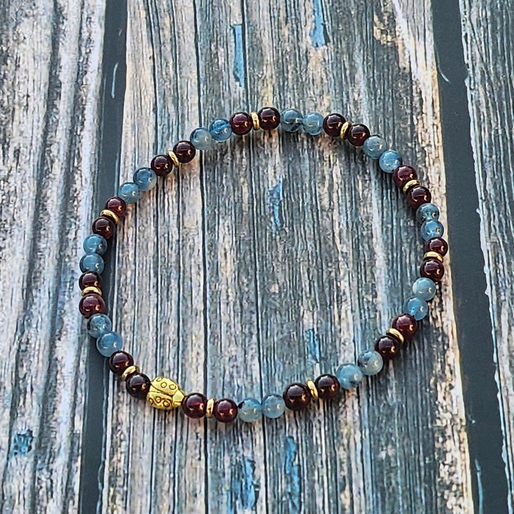 Bracelet Grenat & Aigue-marine – 4mm - Kumari Legacy