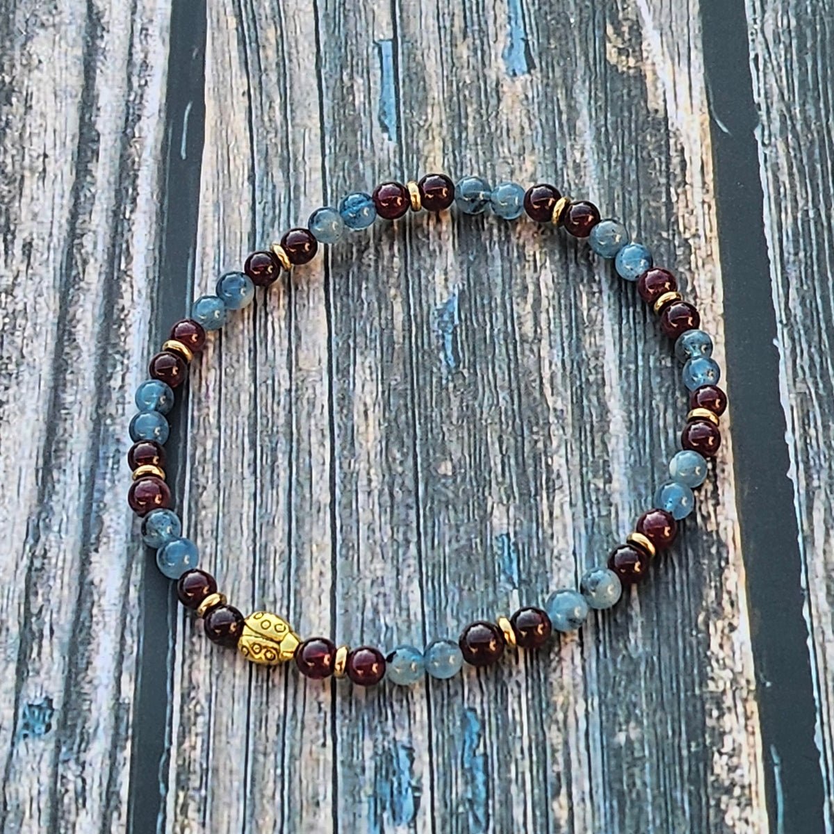 Bracelet Grenat & Aigue-marine – 4mm - Kumari Legacy