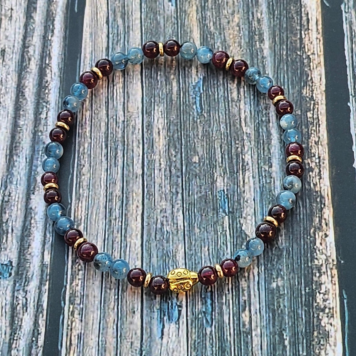 Bracelet Grenat & Aigue-marine – 4mm - Kumari Legacy