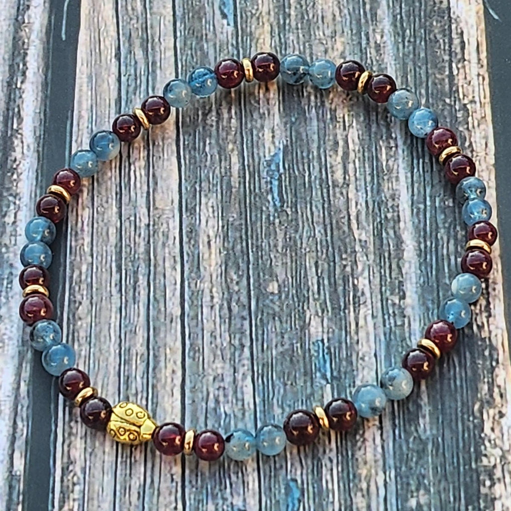 Bracelet Grenat & Aigue-marine – 4mm - Kumari Legacy