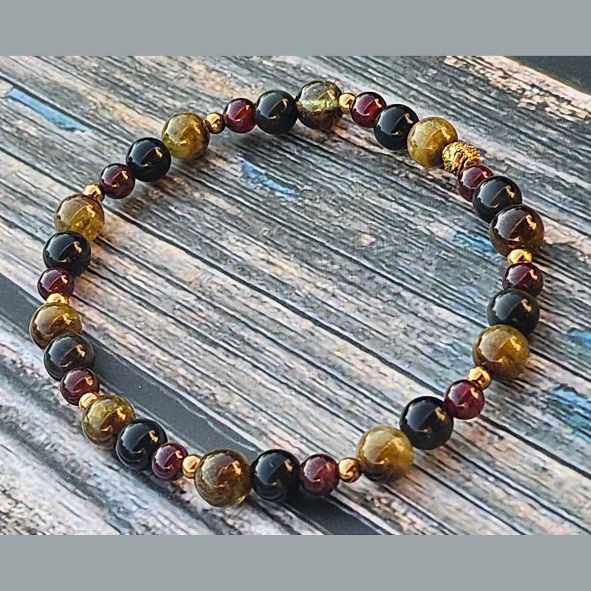 Bracelet Grenat vert & Obsidienne céleste & Grenat – 4mm/5mm/6mm - Kumari Legacy
