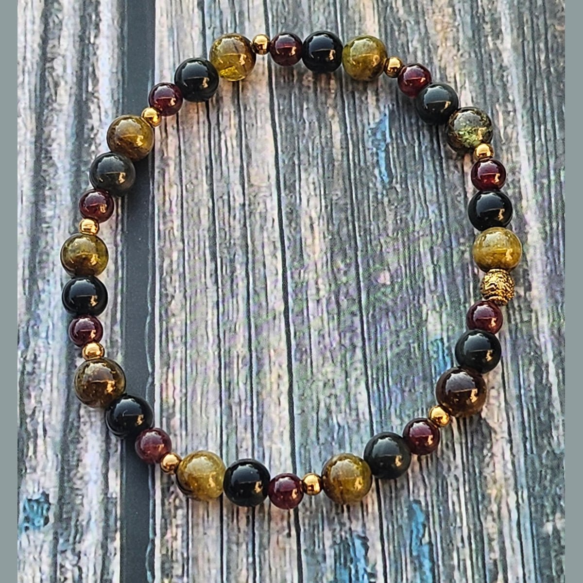 Bracelet Grenat vert & Obsidienne céleste & Grenat – 4mm/5mm/6mm - Kumari Legacy