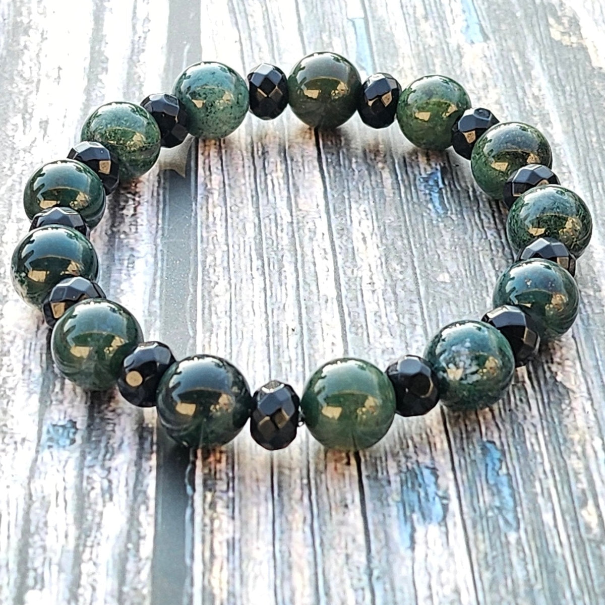 Bracelet Jadéite & Onyx – 10mm - Kumari Legacy