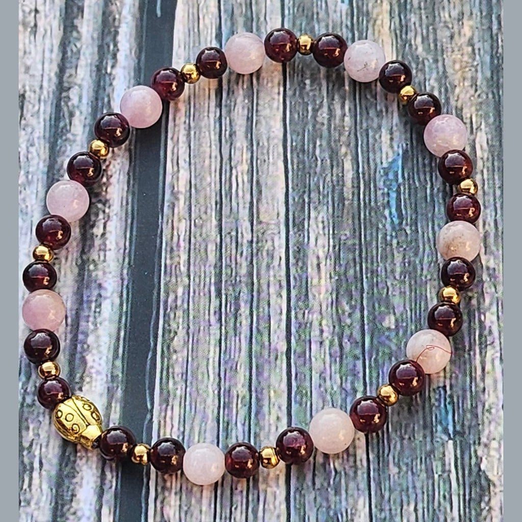 Bracelet Kunzite & Grenat – 4mm - Kumari Legacy