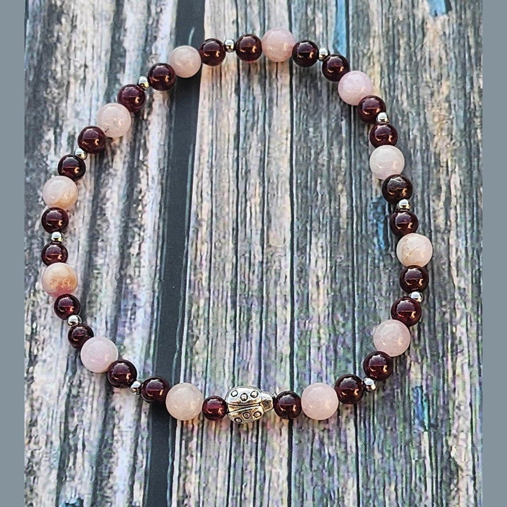 Bracelet Kunzite & Grenat – 4mm - Kumari Legacy