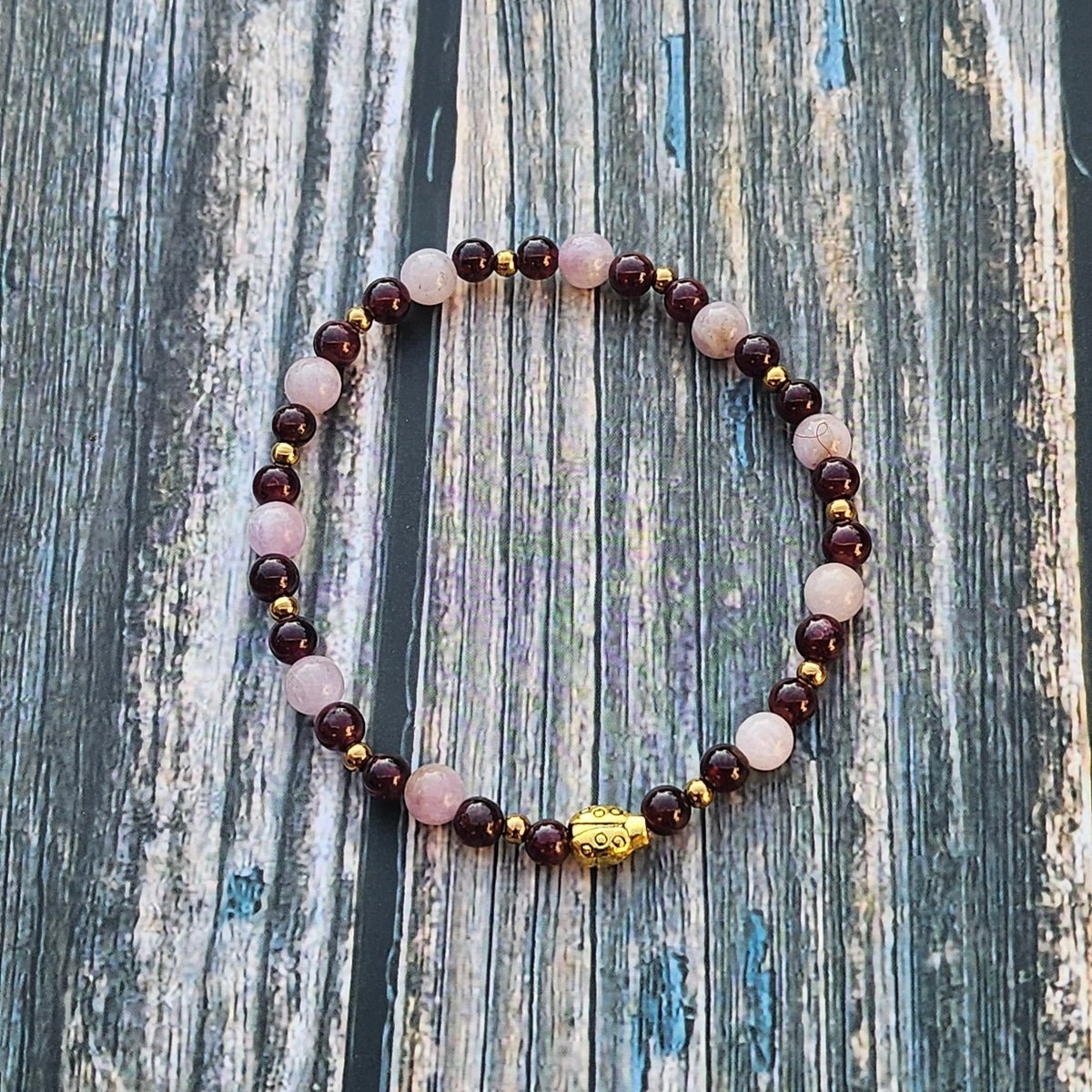 Bracelet Kunzite & Grenat – 4mm - Kumari Legacy