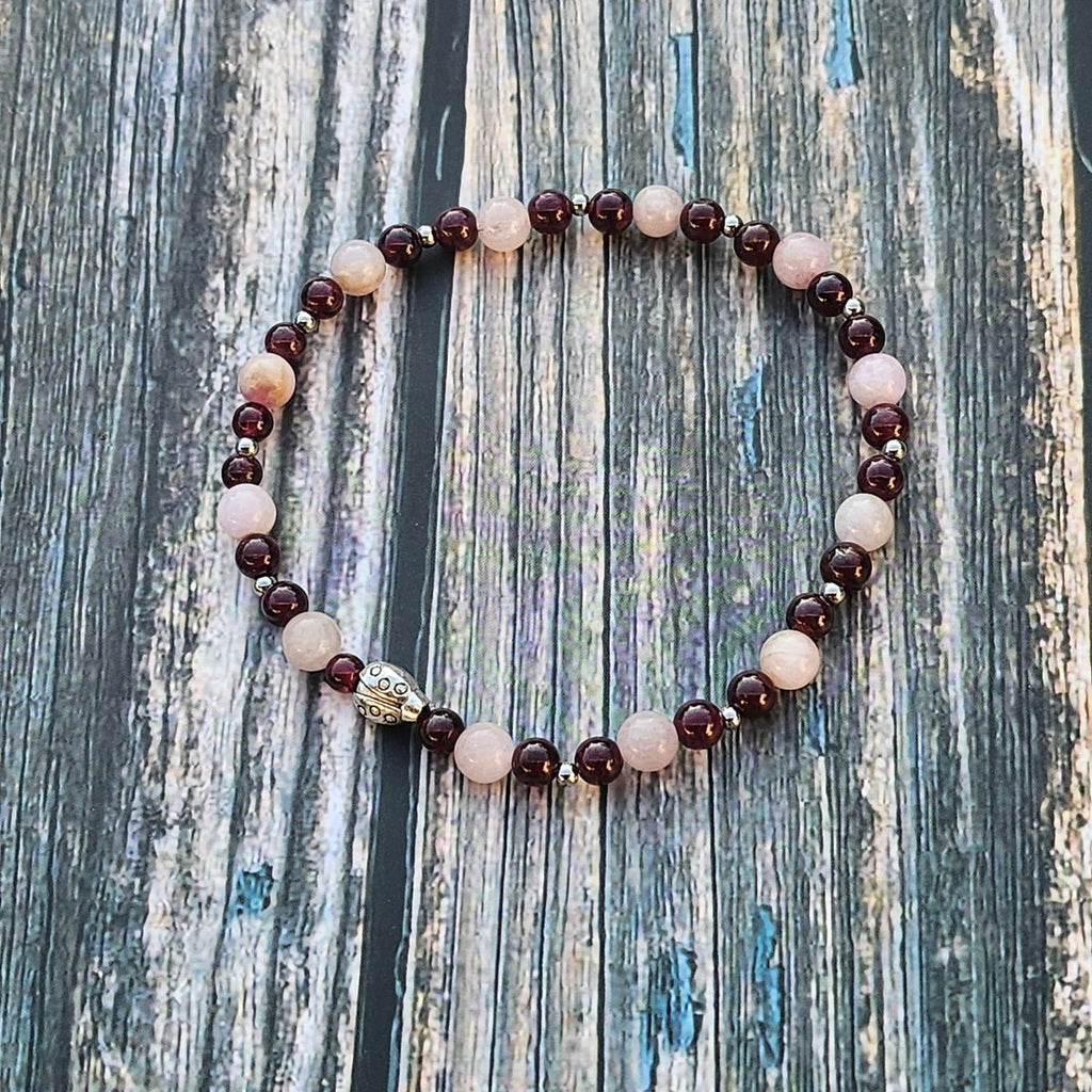 Bracelet Kunzite & Grenat – 4mm - Kumari Legacy