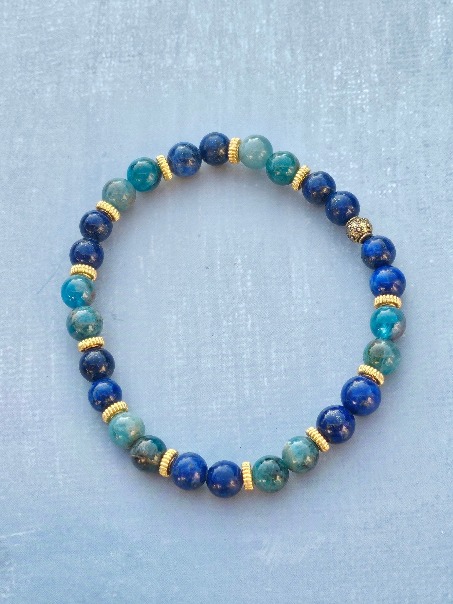 Bracelet Lapis-lazuli & Apatite – 6mm - Kumari Legacy