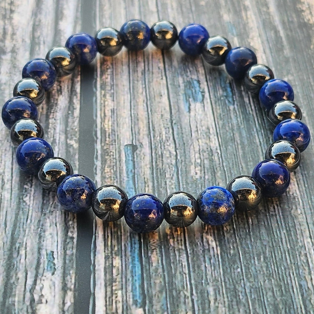 Bracelet Lapis-lazuli & Hématite – 8mm - Kumari Legacy