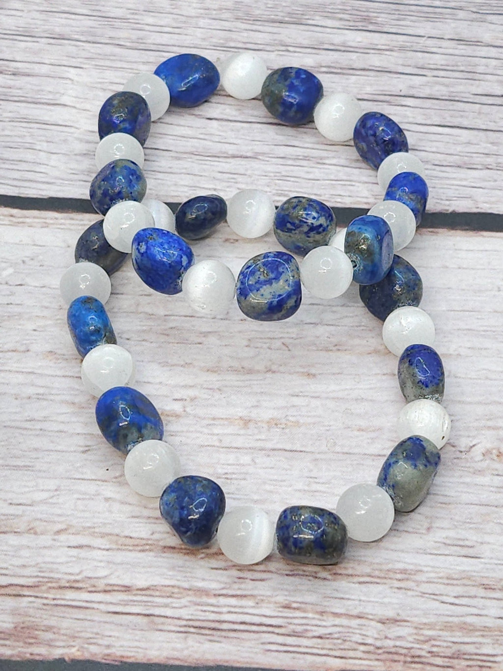 Bracelet Lapis - Lazuli & Sélénite 8mm - Kumari Legacy