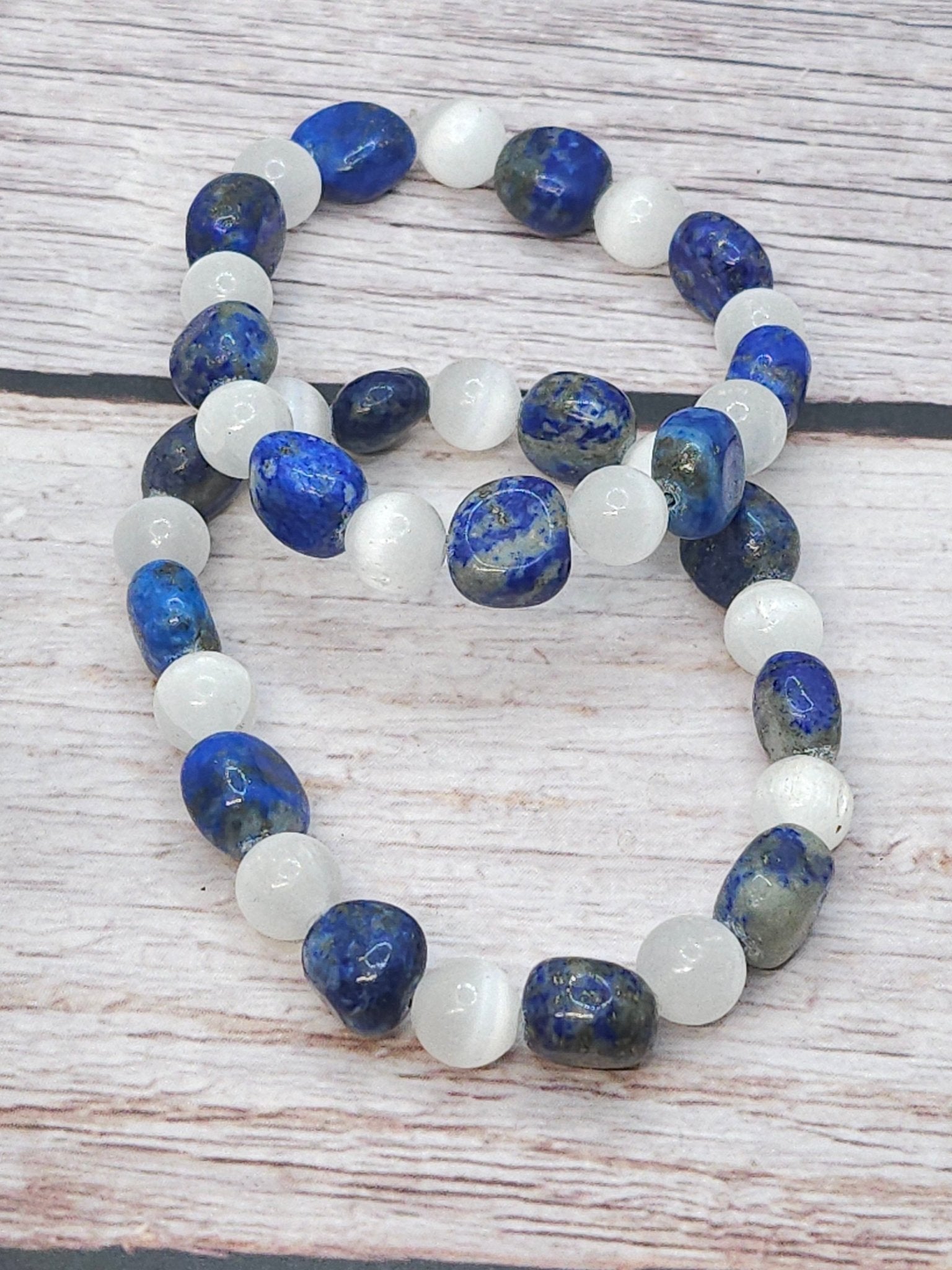 Bracelet Lapis - Lazuli & Sélénite 8mm - Kumari Legacy