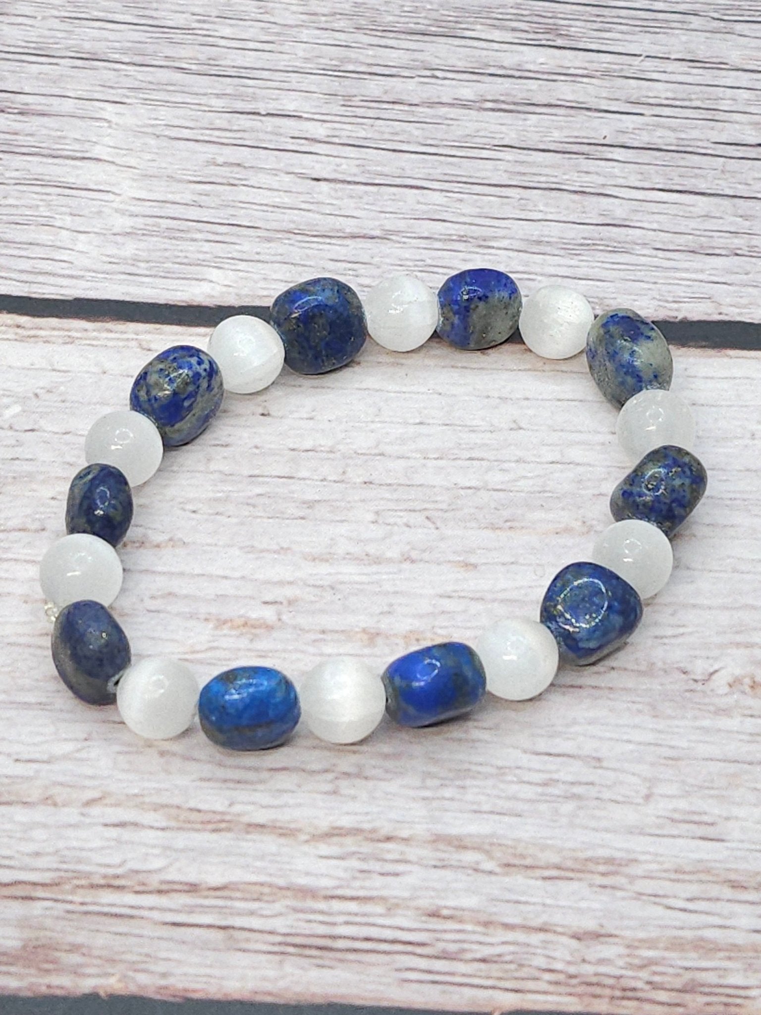Bracelet Lapis - Lazuli & Sélénite 8mm - Kumari Legacy