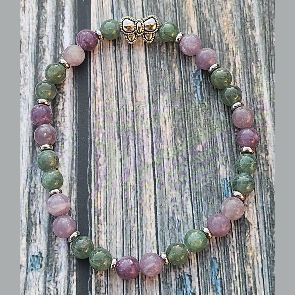 Bracelet Lépidolite & Apatite verte – 6mm - Kumari Legacy