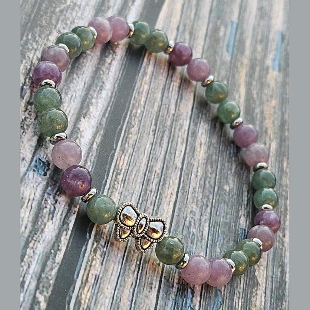 Bracelet Lépidolite & Apatite verte – 6mm - Kumari Legacy