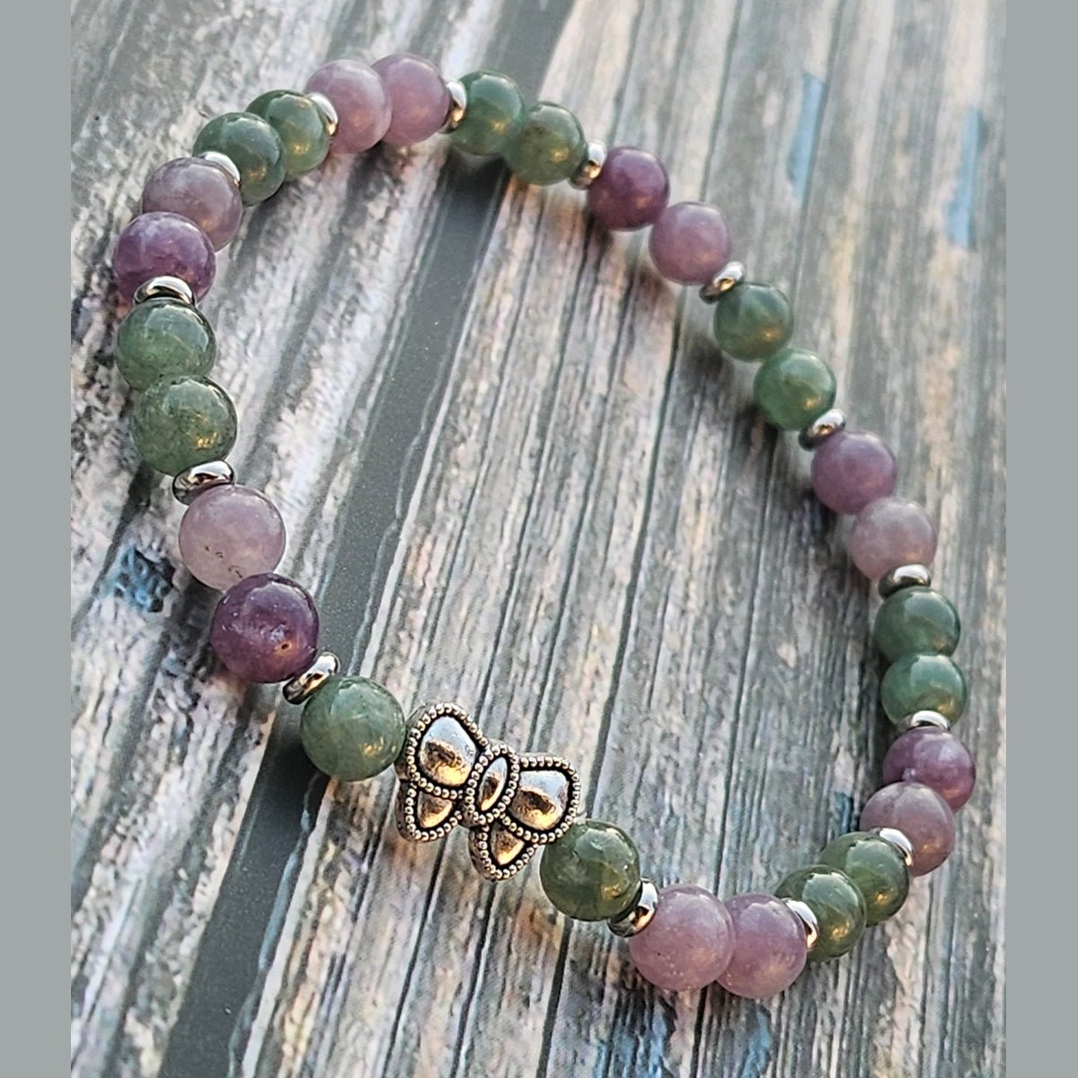 Bracelet Lépidolite & Apatite verte – 6mm - Kumari Legacy