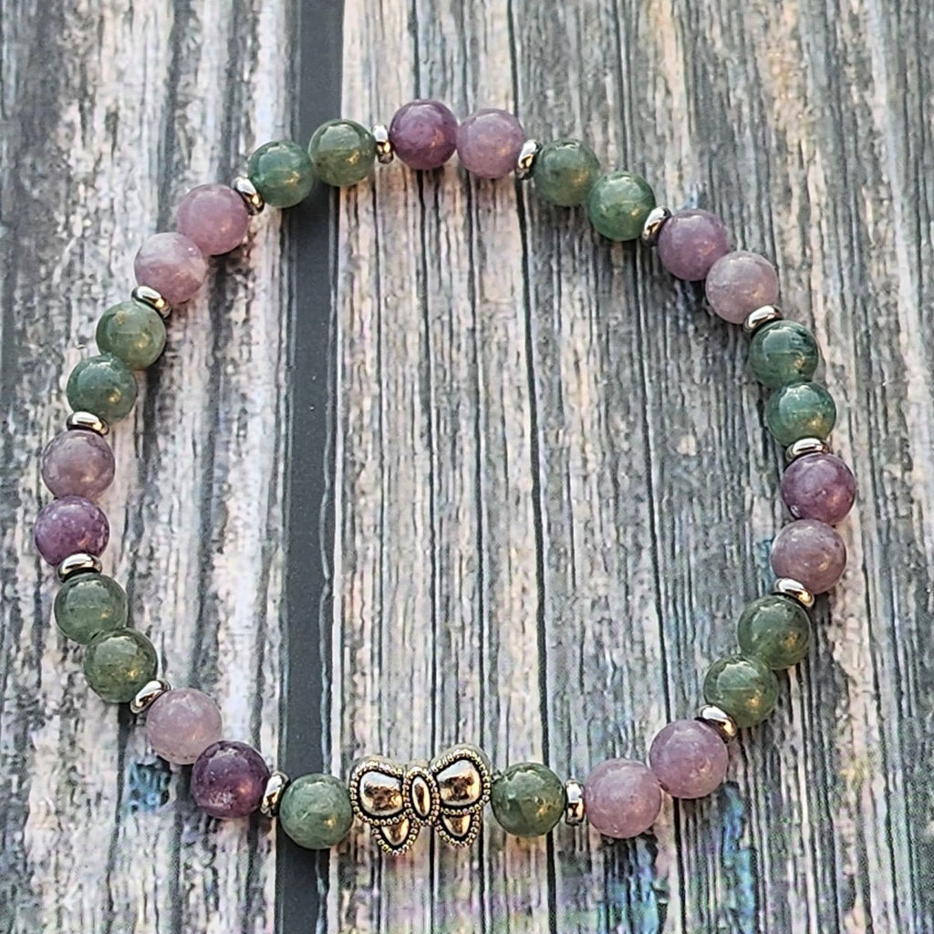 Bracelet Lépidolite & Apatite verte – 6mm - Kumari Legacy