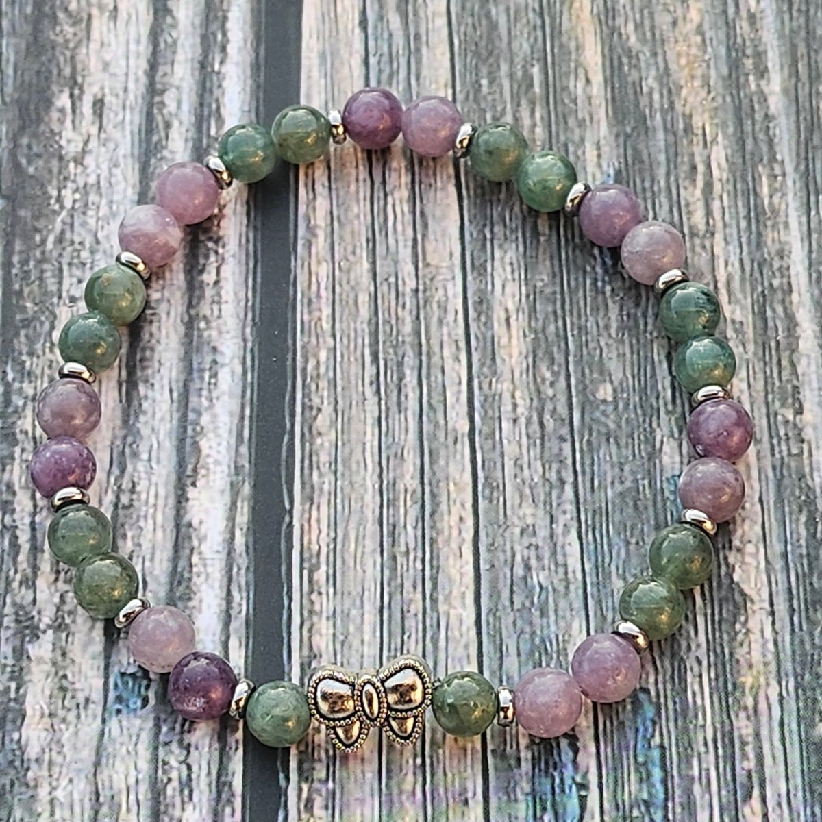 Bracelet Lépidolite & Apatite verte – 6mm - Kumari Legacy