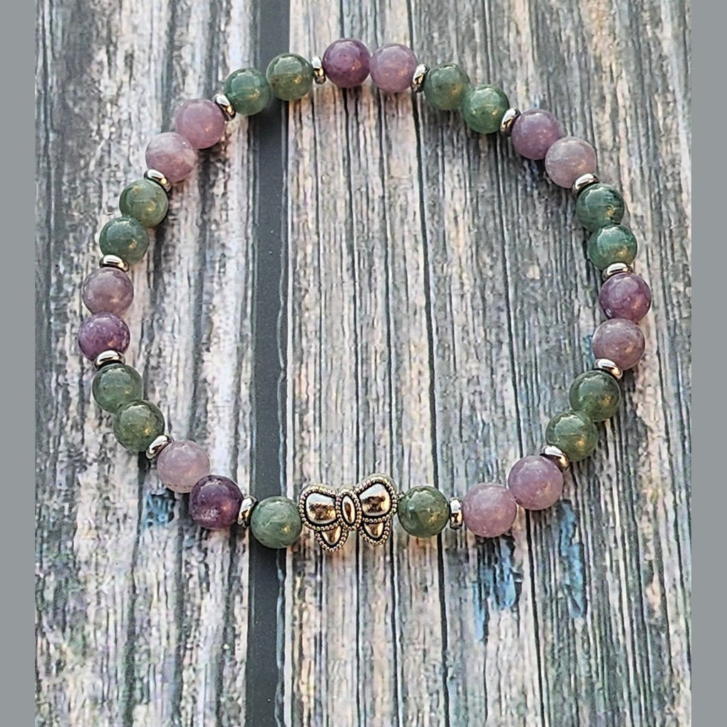 Bracelet Lépidolite & Apatite verte – 6mm - Kumari Legacy